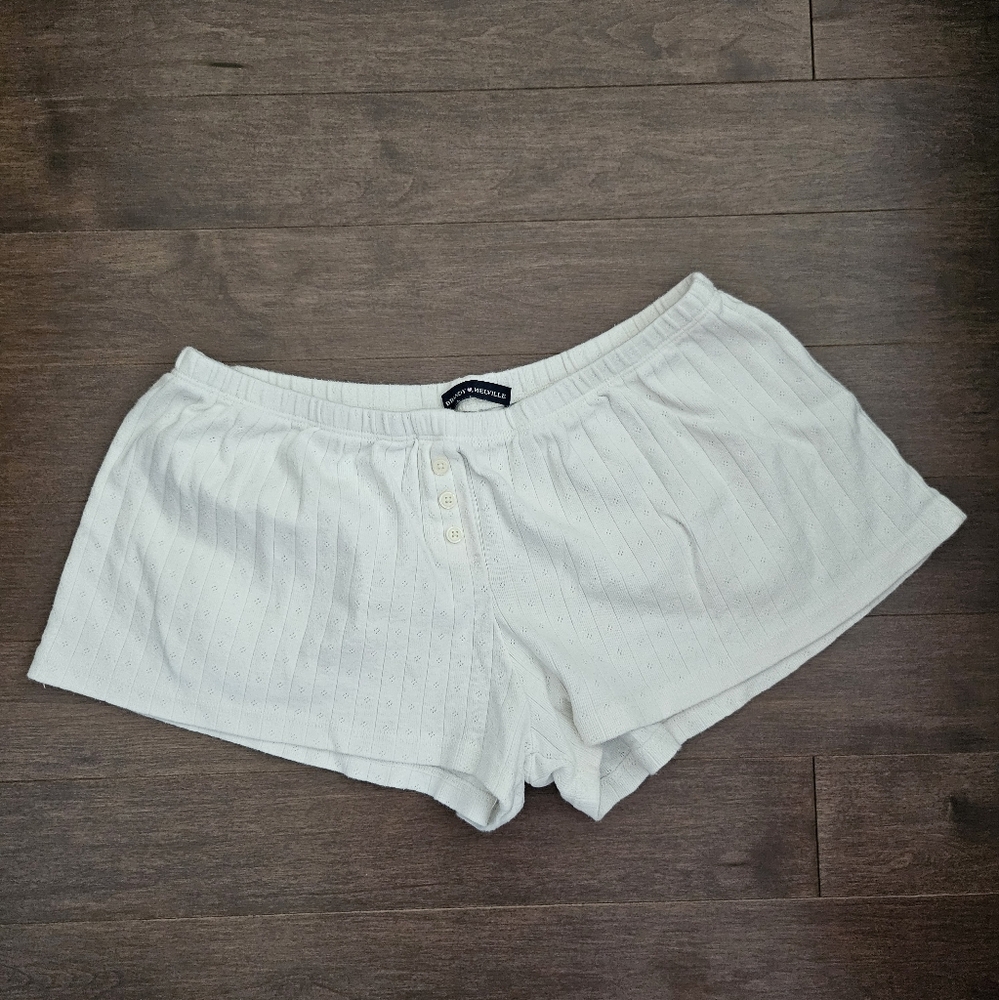 Brandy Melville White Ribbed Lounge Shorts